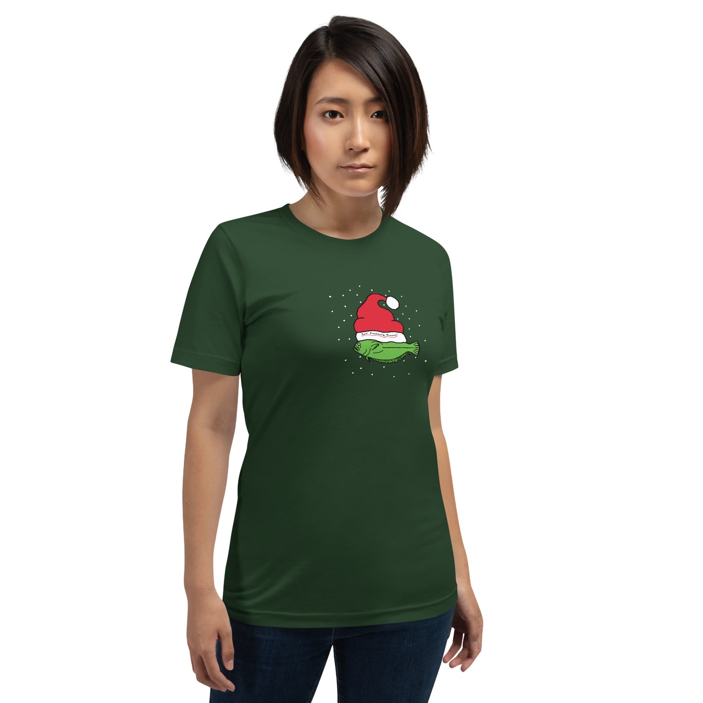 Christmas Flounder Unisex T-Shirt Forest Green