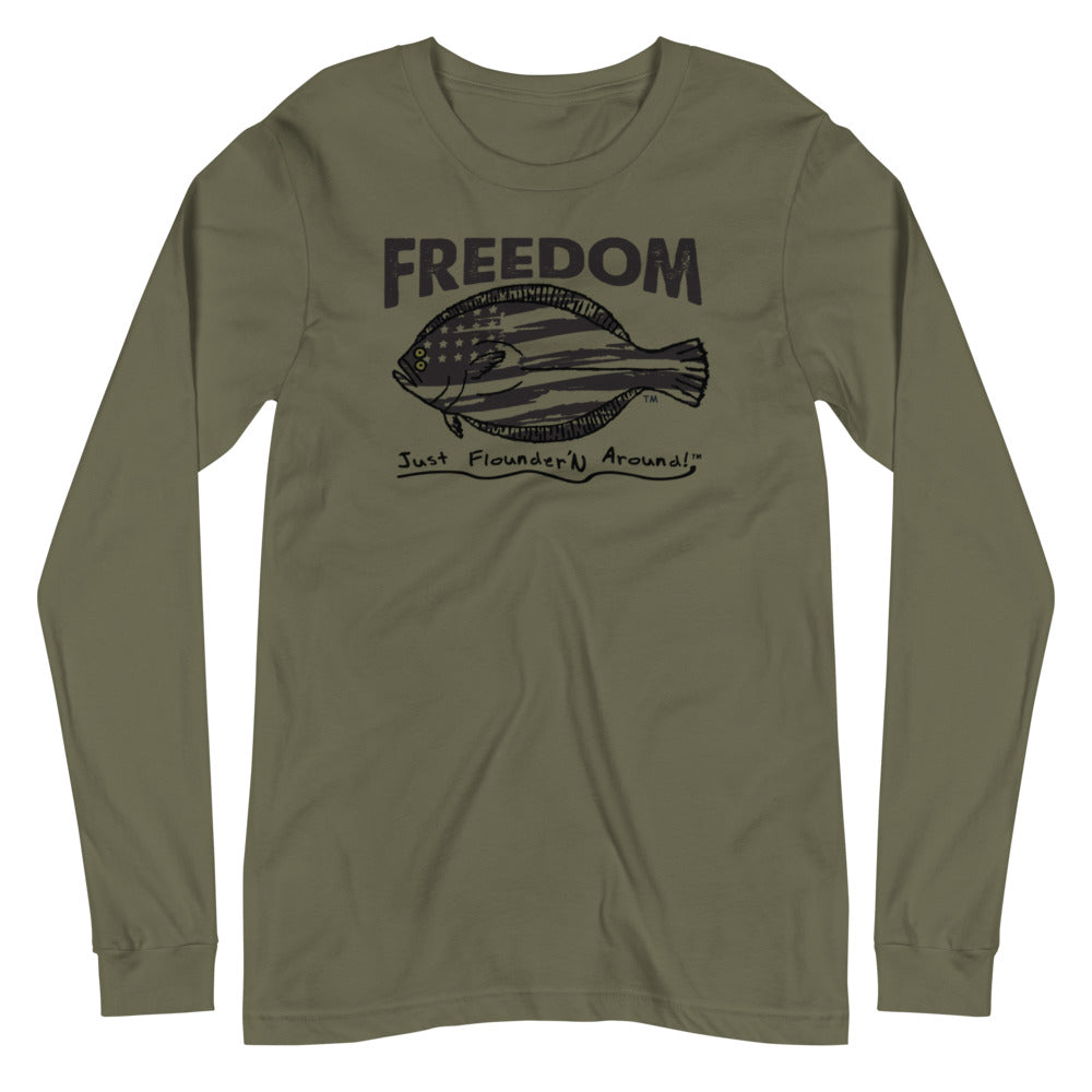 FREEDOM FLOUNDER ARMY GREEN Unisex Long Sleeve Tee