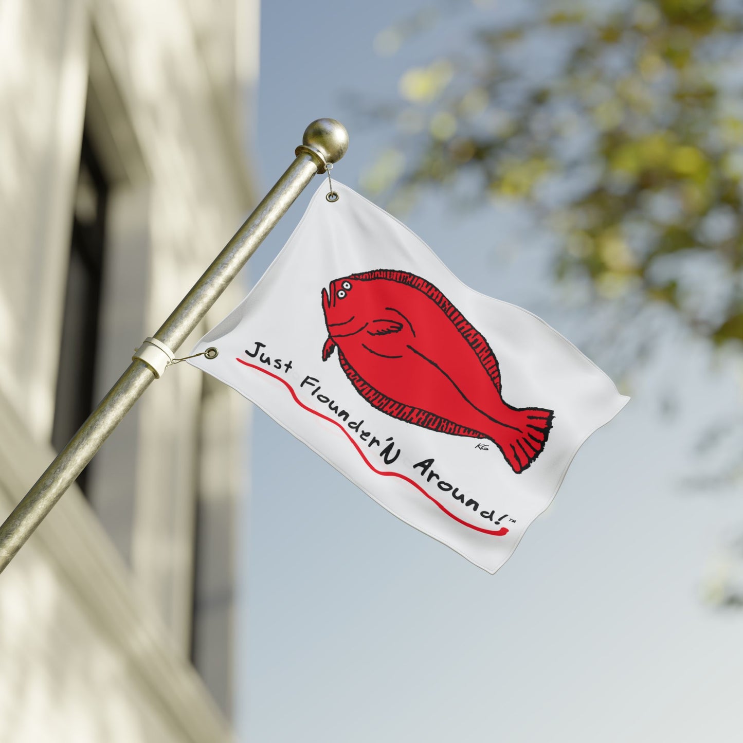 Just Flounder'n Around Double-Sided Boat Flag 18 x 12
