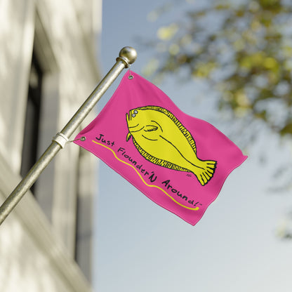Pink 'Just Flounder'n Around' Boat Flag — Double-Sided 18 x 12