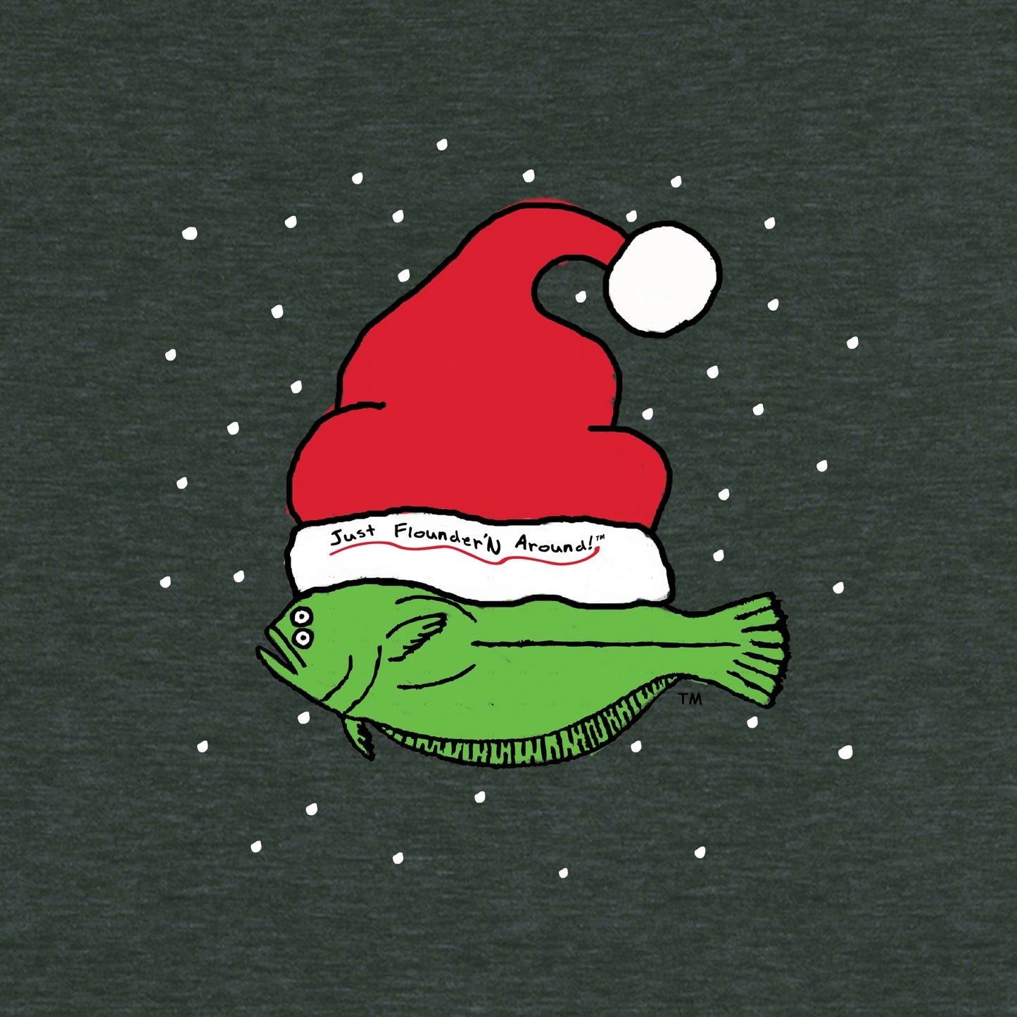 Christmas Flounder Unisex Long Sleeve Tee FOREST GREEN