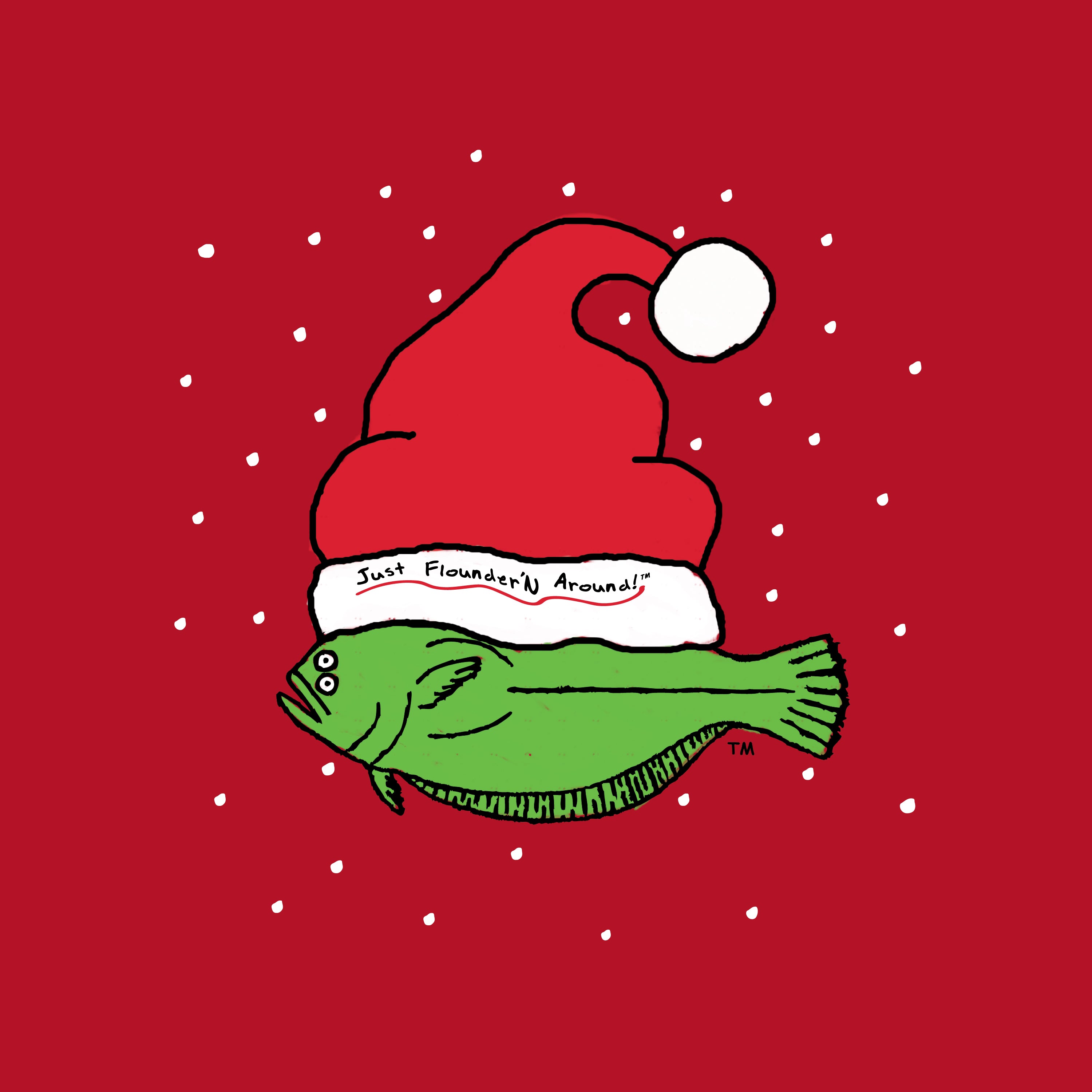 Christmas Flounder - Unisex Long Sleeve Tee RED