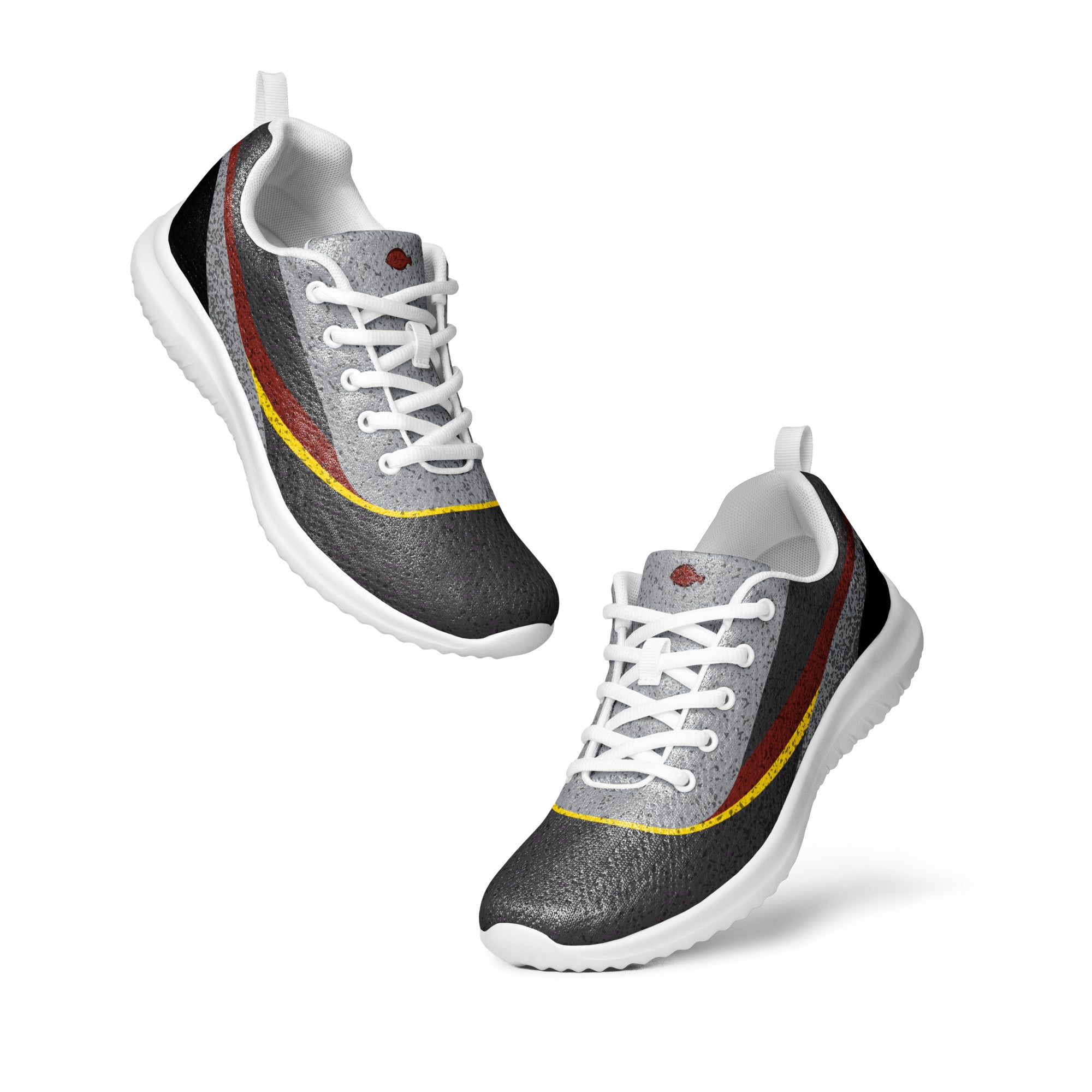 JFA Men’s Athletic Shoes- Dark Red Stripe / Yellow