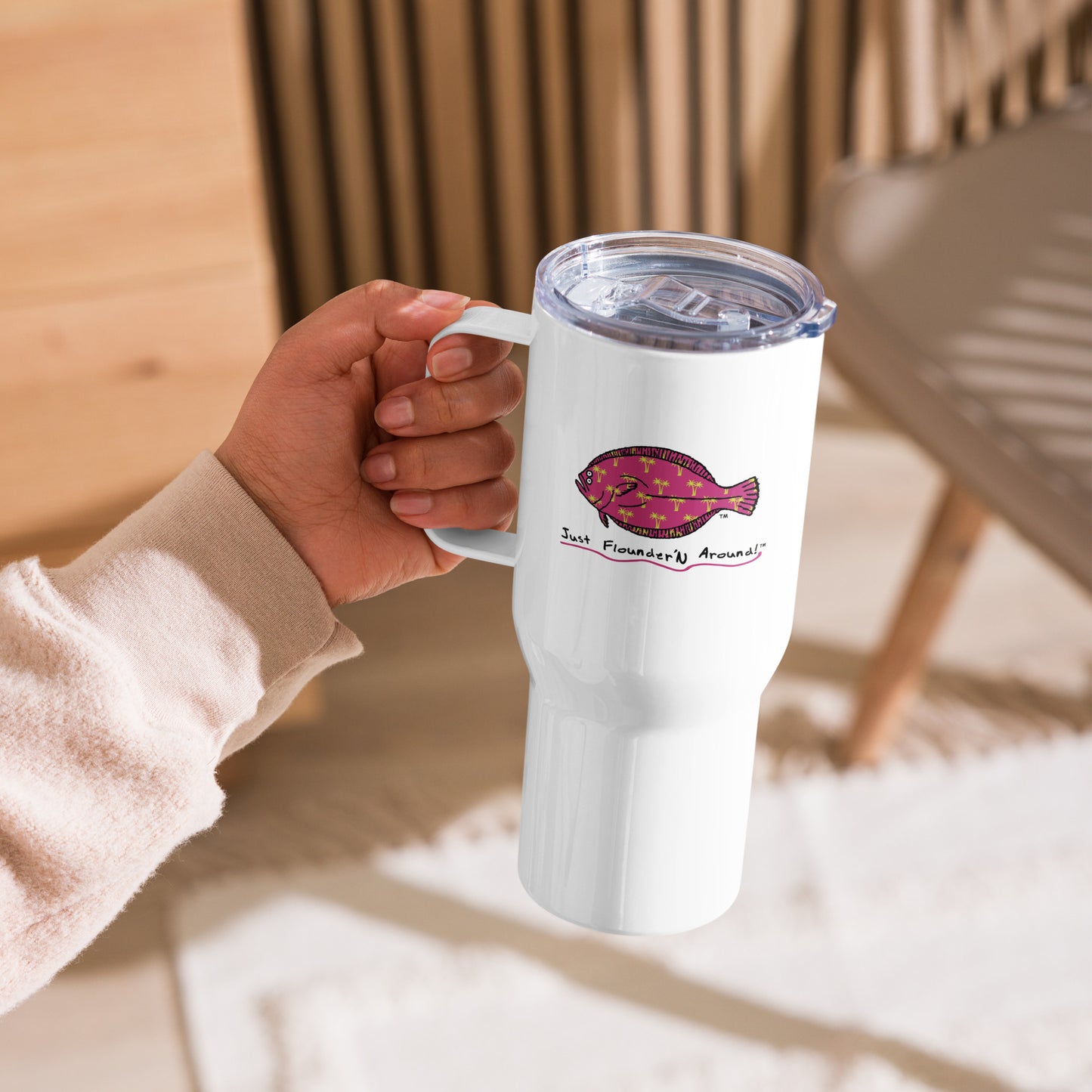JFA PINK PALM - Travel mug with a handle