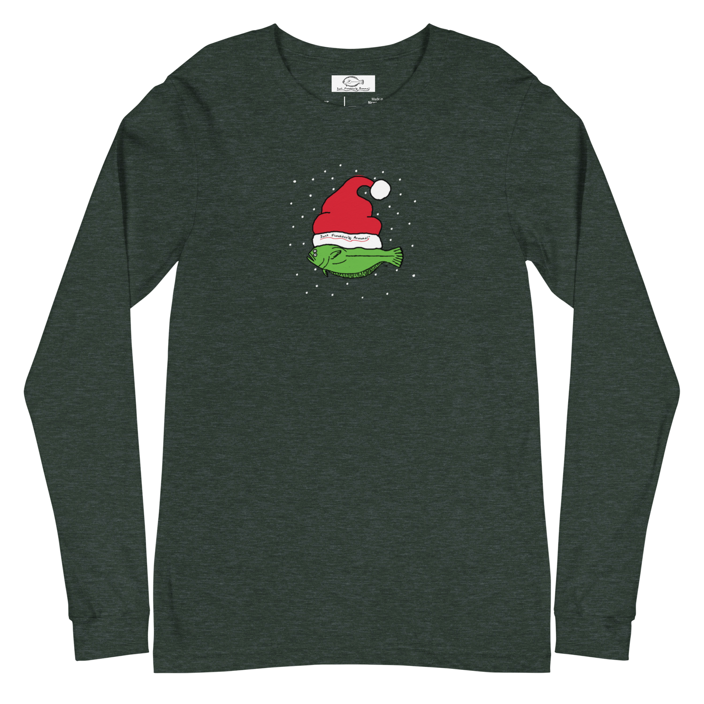 Christmas Flounder Unisex Long Sleeve Tee FOREST GREEN