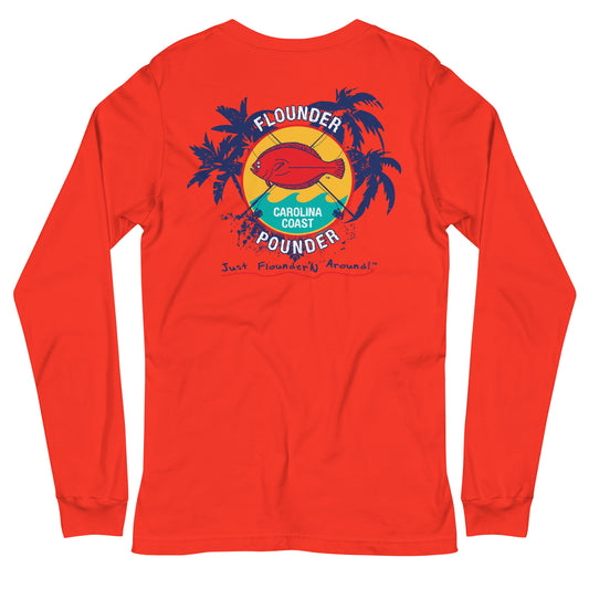 Flounder Pounder Unisex Long Sleeve Tee Light weight - Poppy