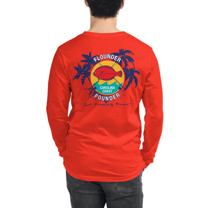 Flounder Pounder Unisex Long Sleeve Tee Light weight - Poppy