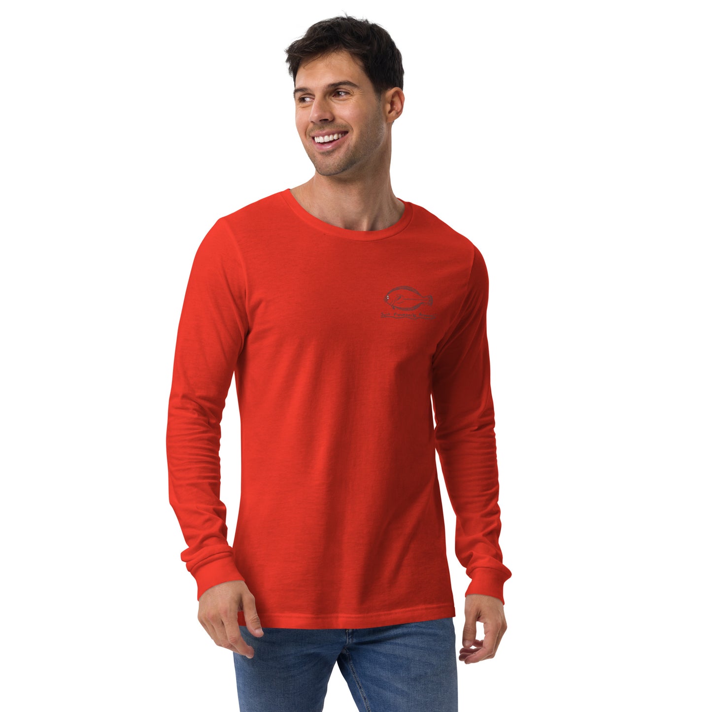 Flounder Pounder Unisex Long Sleeve Tee Light weight - Poppy
