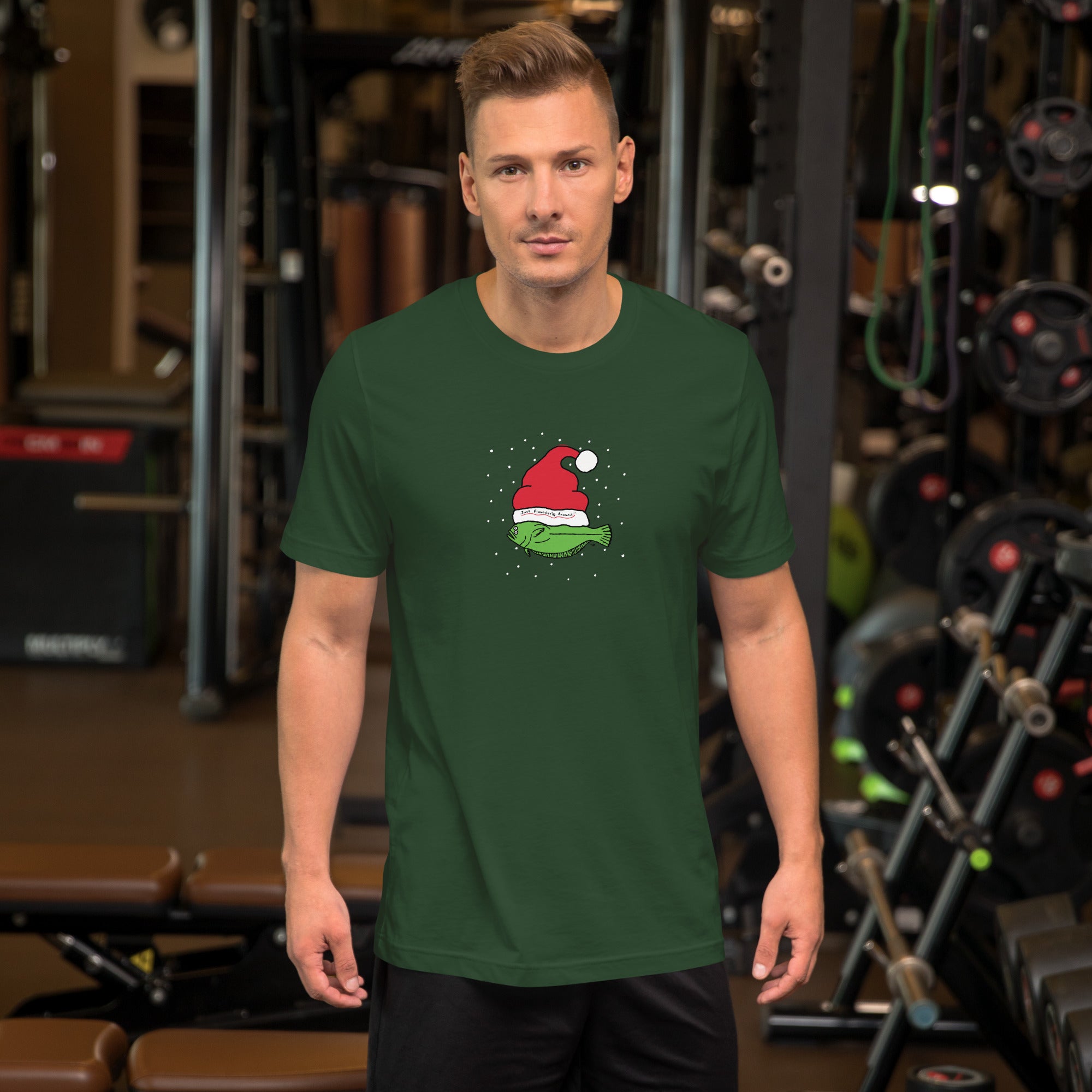 Christmas Flounder Unisex T-Shirt Forest Green