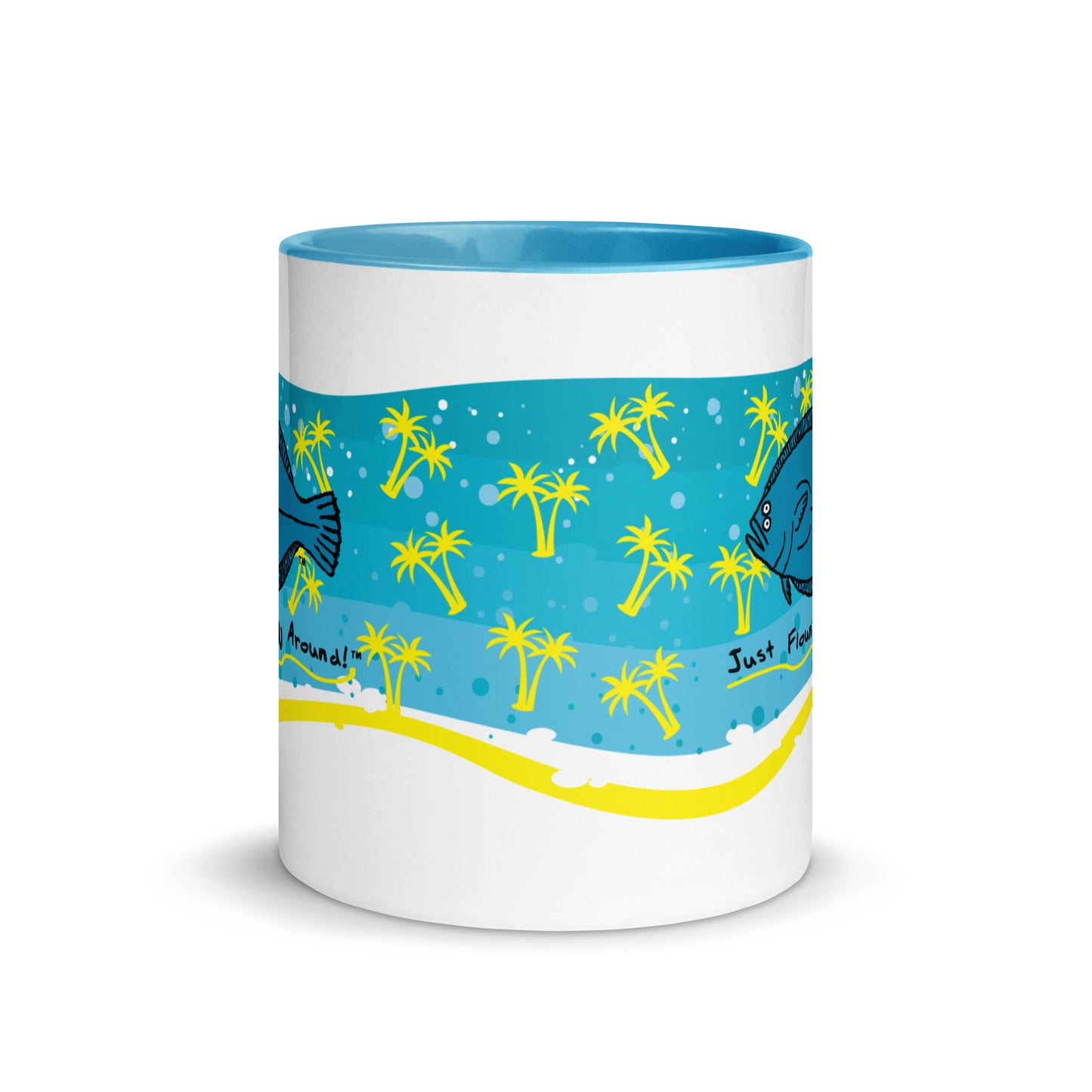 Flounder Coffee Mug with Color Inside Blue (FREE SHIPPING)