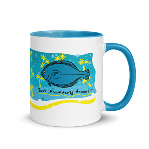 Flounder Coffee Mug with Color Inside Blue (FREE SHIPPING)