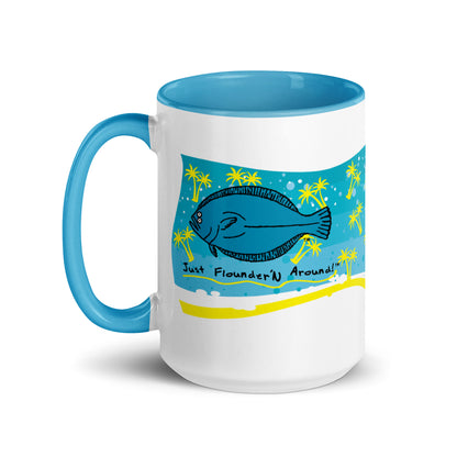Flounder Coffee Mug with Color Inside Blue (FREE SHIPPING)