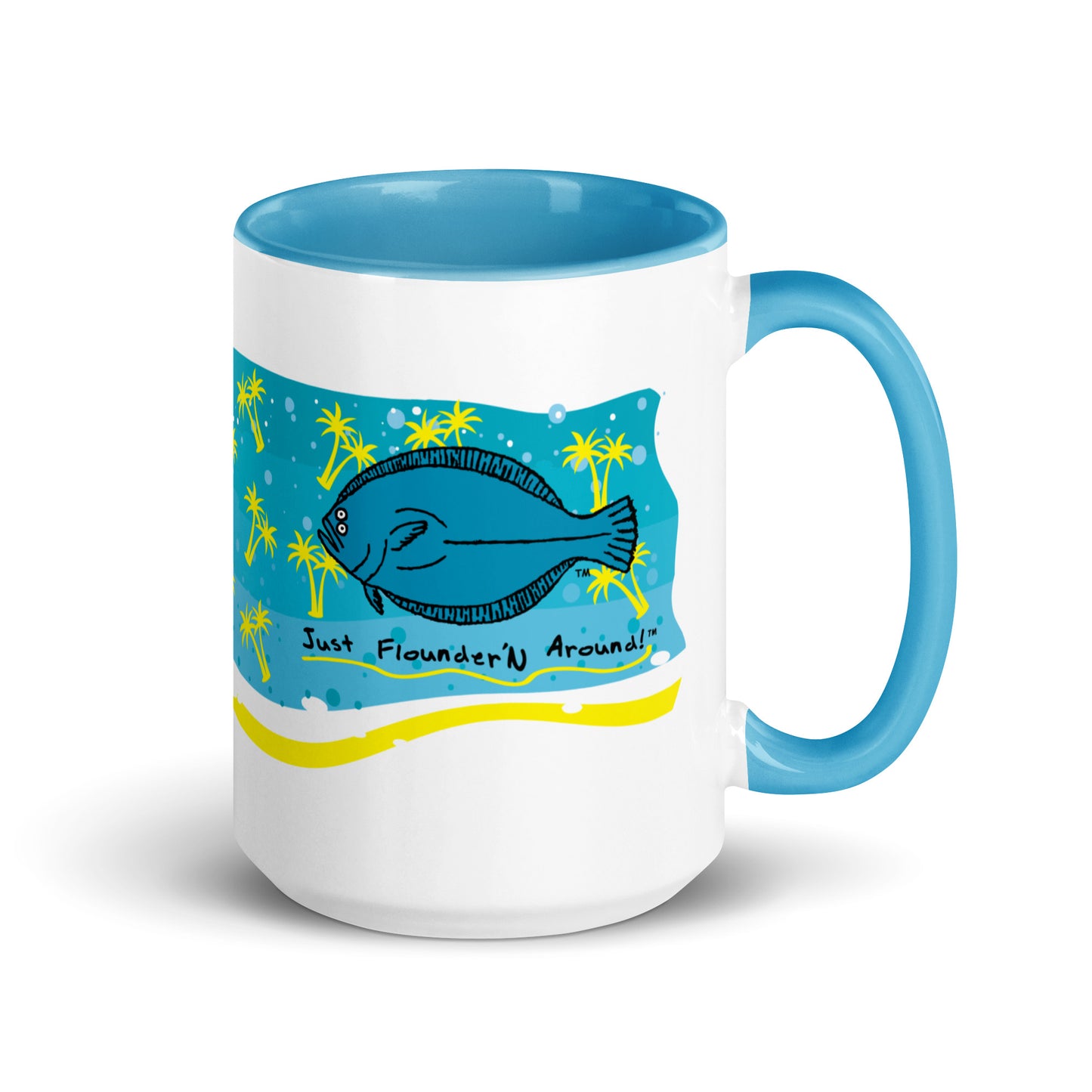 Flounder Coffee Mug with Color Inside Blue (FREE SHIPPING)