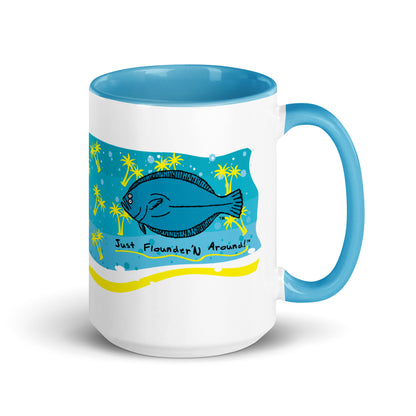 Flounder Coffee Mug with Color Inside Blue (FREE SHIPPING)