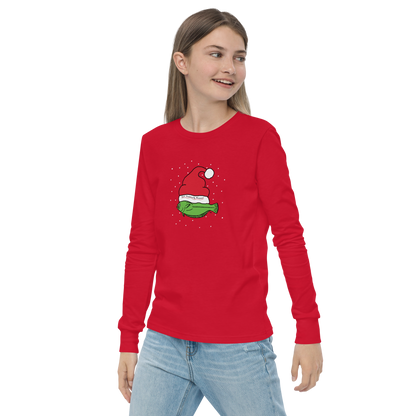 Christmas Flounder Kids -  Long Sleeve Tee Red