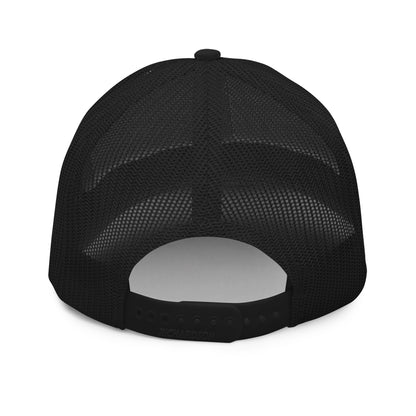 JFA Black / Black color Mesh Back Trucker Cap White Logo