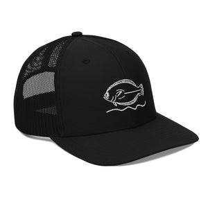 JFA Black / Black color Mesh Back Trucker Cap White Logo
