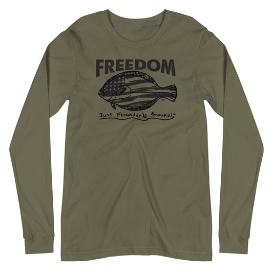 FREEDOM FLOUNDER ARMY GREEN Unisex Long Sleeve Tee